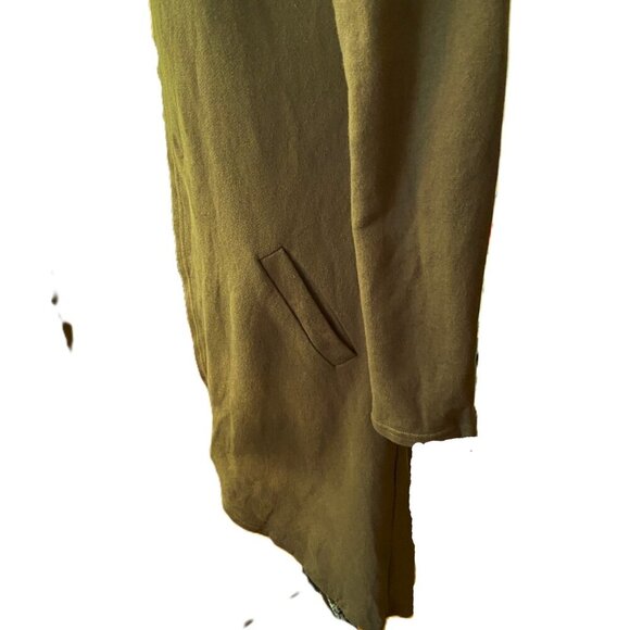 Olive long cut out distressed back long hoodie sweatshirt jacket - Picture 6 of 10